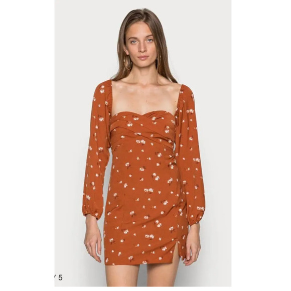 Abercrombie & Fitch Dresses & Skirts - Abercrombie & Fitch Dress Women Small Orange Long Sleeve Draped Bodice Boho